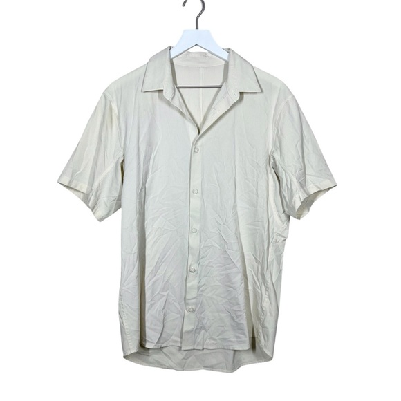 Lululemon Yellow Airing Easy Short Sleeve Vented Button Up Shirt Men's medium - Picture 1 of 8
